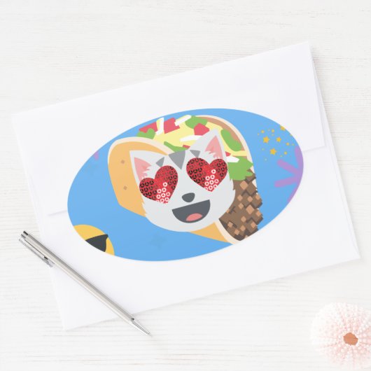 taco cat emoji ovale sticker (Envelop)
