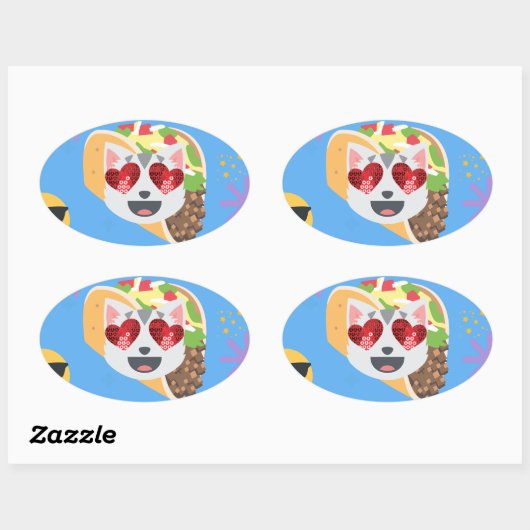 taco cat emoji ovale sticker (Vel)