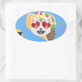 taco cat emoji ovale sticker (Tas)