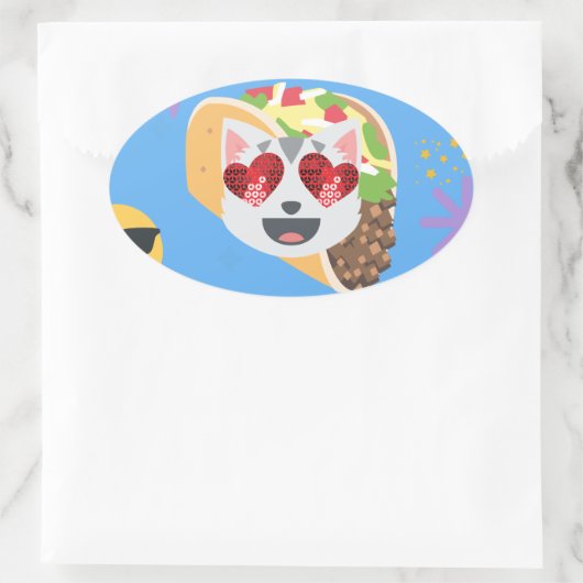 taco cat emoji ovale sticker (Tas)