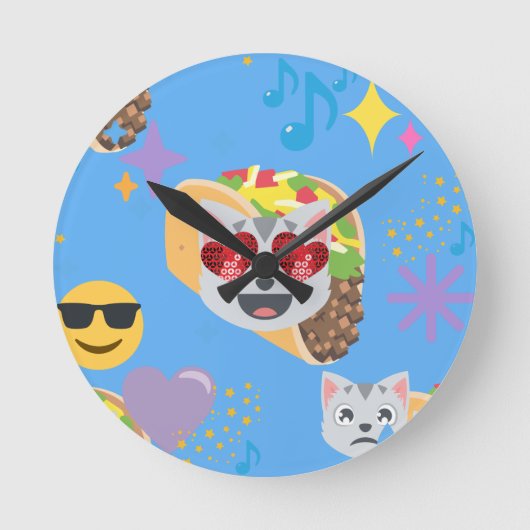 taco cat emoji ronde klok (Voorkant)