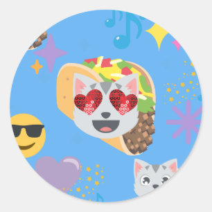 taco cat emoji ronde sticker