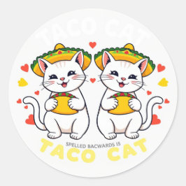 Taco Cat Palindrome Fiesta Schattige Chibi Art Ronde Sticker