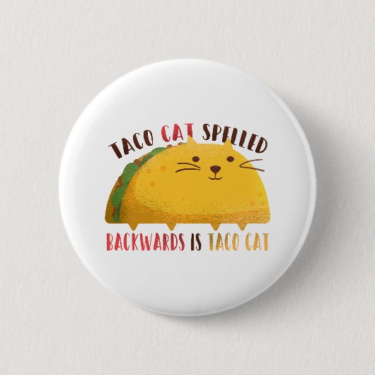 Taco Cat Palindrome Ronde Button 5,7 Cm (Voorkant)
