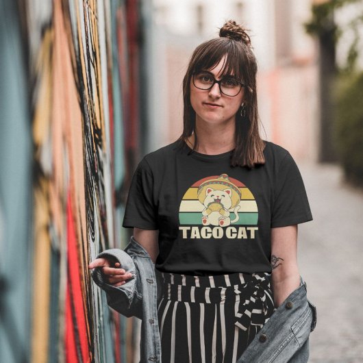 Taco Cat Retro-kleuren T-shirt