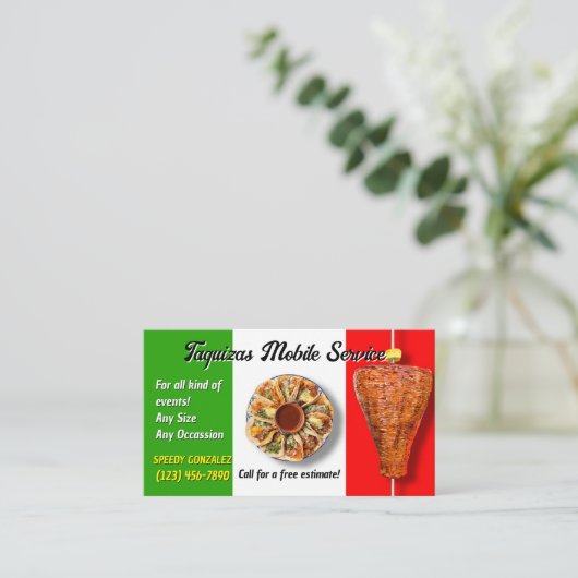 Taco Catering Service Business Cards Visitekaartje (Staand voorkant)