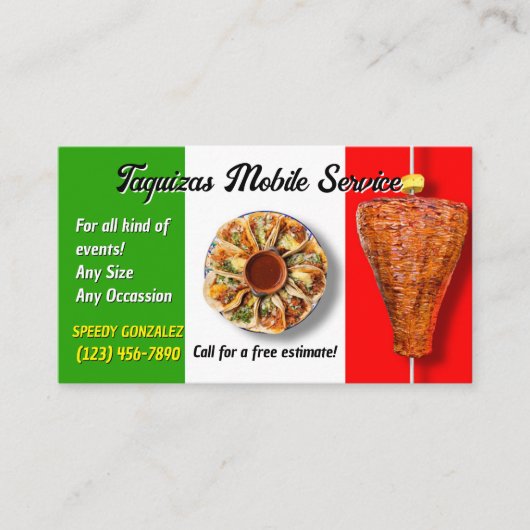 Taco Catering Service Business Cards Visitekaartje (Voorkant)