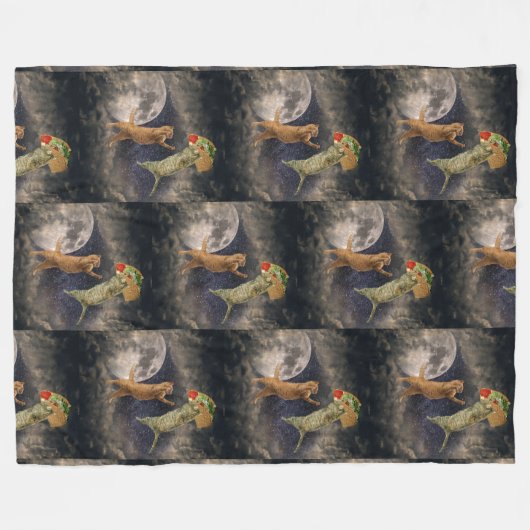 Taco Cats met maan & universum Fleece Deken (Voorkant (Horizontaal))