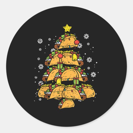 Taco Christmas Tree Xmas Mexican Food  Ronde Sticker (Voorkant)