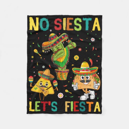 Taco Cinco 5 De Mayo Geen Siesta Laat Fiesta Grapp Fleece Deken (Voorkant)