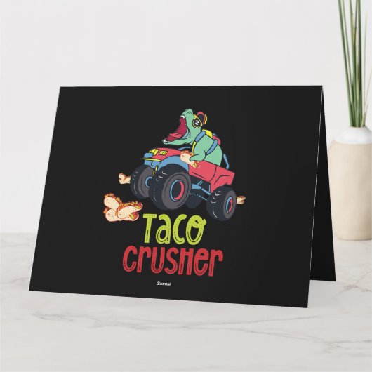 Taco Crusher Grappig Monster Truck Dinosaurus De C Kaart (Achterkant)