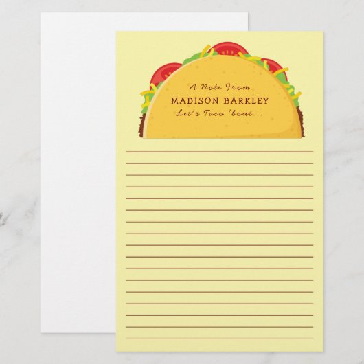 Taco Cute Kinder Briefpapier (Voorkant / Achterkant)