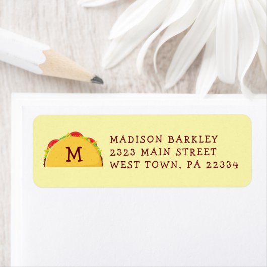 Taco Cute Kinder Return Address Label (Insitu)
