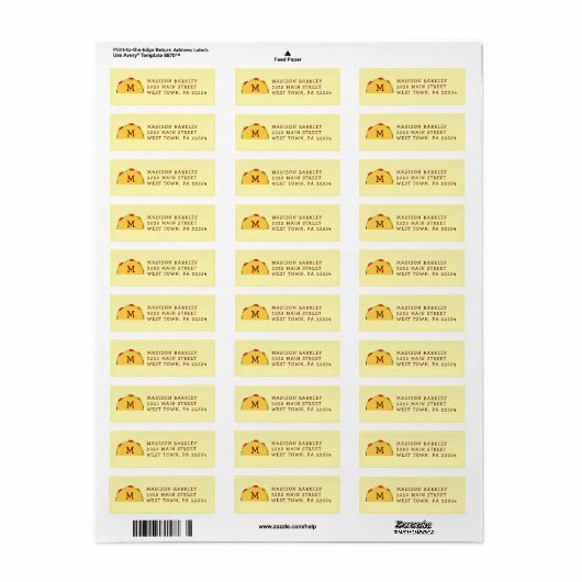 Taco Cute Kinder Return Address Label (Full Sheet)