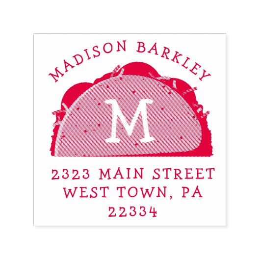 Taco Cute Kinder Return Address Stamp Zelfinktende Stempel (Design)