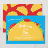 Taco Cute Mexicaans Eten Kinderen 1e Verjaardagsfe Kaart (Voorkant / Achterkant)