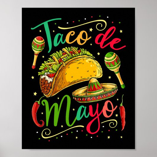 Taco de Mayo Cinco de Mayo Mannen Vrouwen Mexicaan Poster (Voorkant)