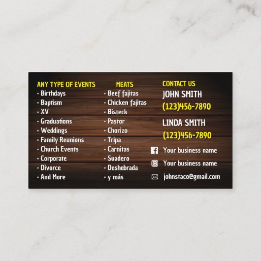 Taco Dervice Visitekaartjes (Achterkant)