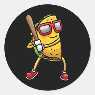 Taco die honkbal speelt Mexicaan Cinco de Mayo Kin Ronde Sticker