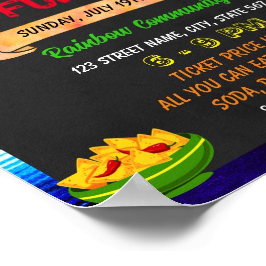 Taco Dinner fondsenwerving event sjabloon Poster (Hoek)