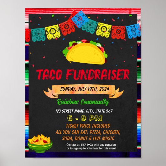 Taco Dinner fondsenwerving event sjabloon Poster (Voorkant)