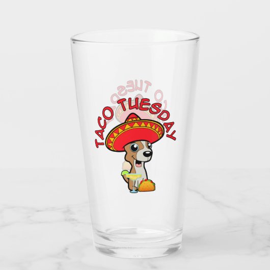 Taco Dinsdag Chihuahua Tall Glass Glas (Achterkant)
