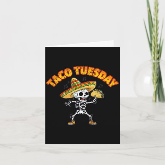 Taco dinsdag dansend skelet grappig cinco de mayo kaart (Voorkant)