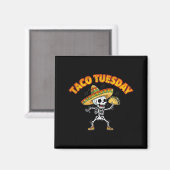 Taco dinsdag dansend skelet grappig cinco de mayo magneet (Voorkant / Achterkant)
