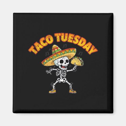 Taco dinsdag dansend skelet grappig cinco de mayo magneet (Voorkant)