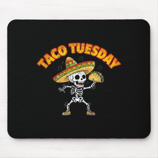 Taco dinsdag dansend skelet grappig cinco de mayo muismat (Voorkant)