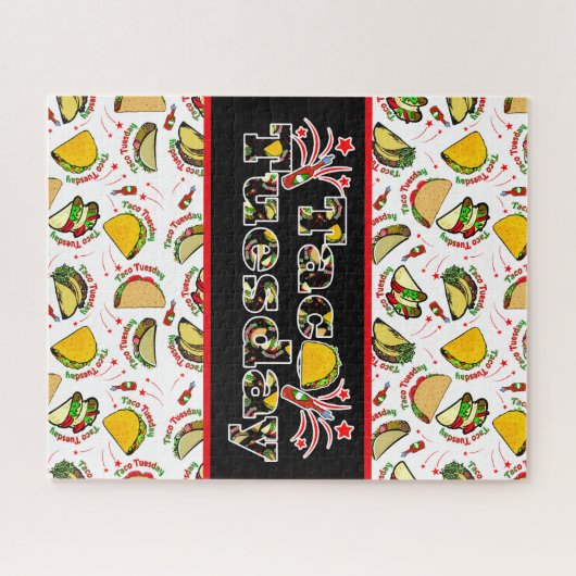 Taco Dinsdag Harde en Zachte Tacos en Hete Saus Legpuzzel (Horizontaal)