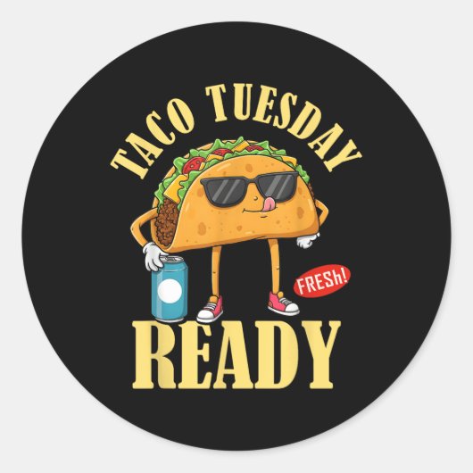 Taco dinsdag klaar Cinco de Mayo Grappig Mexicaans Ronde Sticker (Voorkant)