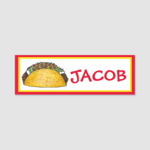 Taco Dinsdag Mexicaanse Tacos Tex Mex Voedsel Naamplaatje