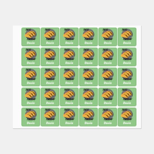 Taco Dinsdag Ontwerp - Klein vierkant waslabel Labels (Vel)