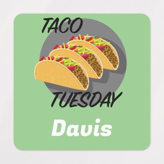 Taco Dinsdag Ontwerp - Klein vierkant waslabel Labels (Design 2)