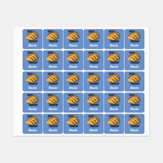 Taco Dinsdag Ontwerp - Klein vierkant waslabel Labels (Vel)