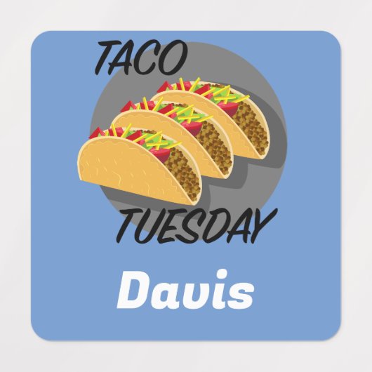 Taco Dinsdag Ontwerp - Klein vierkant waslabel Labels (Design 1)