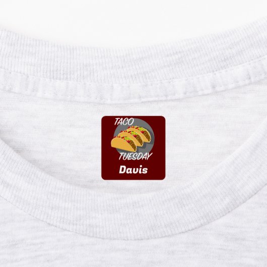 Taco Dinsdag Ontwerp - Klein vierkant waslabel Labels (Aangebracht)