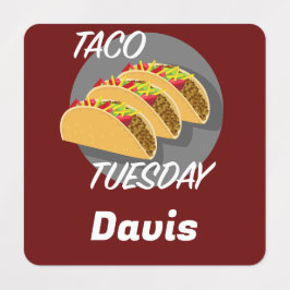 Taco Dinsdag Ontwerp - Klein vierkant waslabel Labels