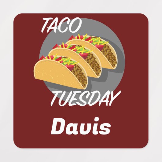 Taco Dinsdag Ontwerp - Klein vierkant waslabel Labels (Design 1)