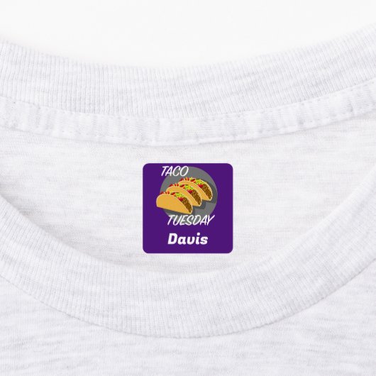 Taco Dinsdag Ontwerp - Klein vierkant waslabel Labels (Aangebracht)