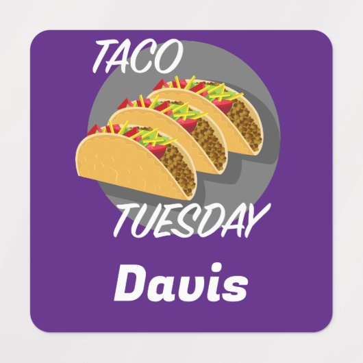 Taco Dinsdag Ontwerp - Klein vierkant waslabel Labels (Design 1)