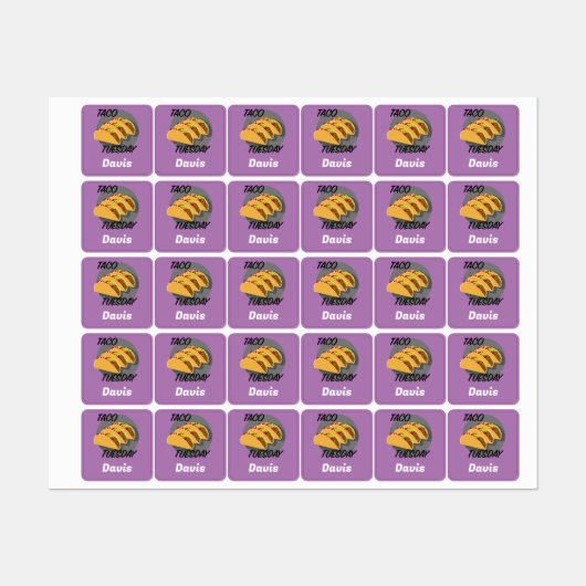 Taco Dinsdag Ontwerp - Klein vierkant waslabel Labels (Vel)