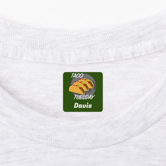 Taco Dinsdag Ontwerp - Klein vierkant waslabel Labels (Aangebracht)