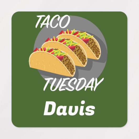 Taco Dinsdag Ontwerp - Klein vierkant waslabel Labels (Design 1)
