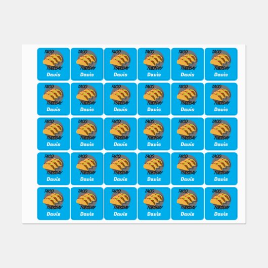 Taco Dinsdag Ontwerp - Klein vierkant waslabel Labels (Vel)