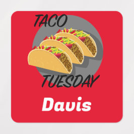 Taco Dinsdag Ontwerp - Klein vierkant waslabel Labels