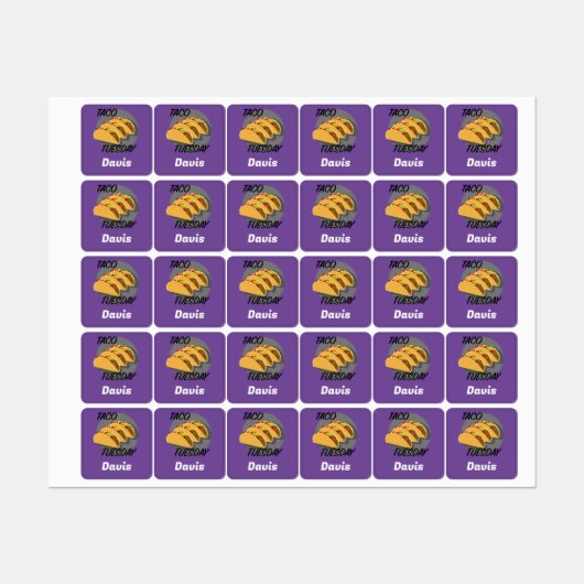 Taco Dinsdag Ontwerp - Klein vierkant waslabel Labels (Vel)