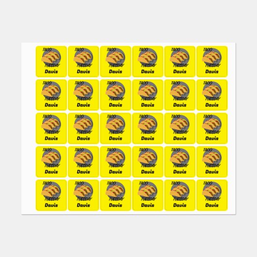 Taco Dinsdag Ontwerp - Klein vierkant waslabel Labels (Vel)