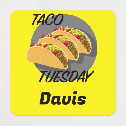 Taco Dinsdag Ontwerp - Klein vierkant waslabel Labels (Design 2)